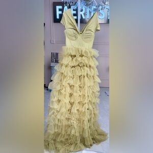 Elegant Chartreuse Green Evening Gown